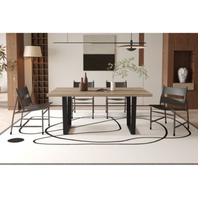 Table à manger ALTONIA  180x90 cm  Effet bois de manguier  Pieds métal  Design industriel et chaleureux