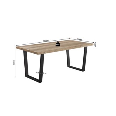 Table à manger ALTONIA  180x90 cm  Effet bois de manguier  Pieds métal  Design industriel et chaleureux