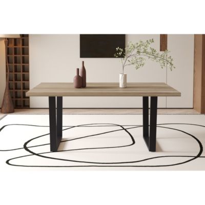 Table à manger ALTONIA  180x90 cm  Effet bois de manguier  Pieds métal  Design industriel et chaleureux