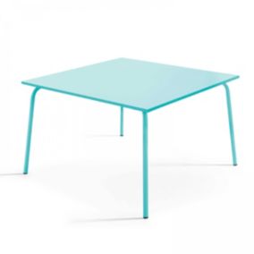 Table à manger carrée en acier turquoise 120 cm Palavas  Oviala