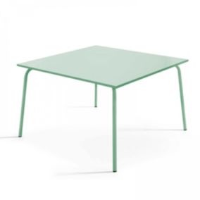 Table à manger carrée en acier vert sauge 120 cm Palavas  Oviala