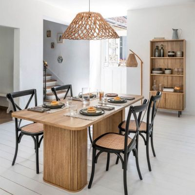 Table à manger "Colva" en placage effet bois L180cm - Atmosphera