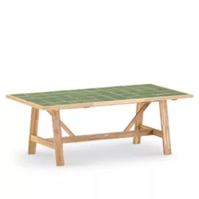 Table à manger de jardin en céramique en bois et vert 205x105 - Java Light