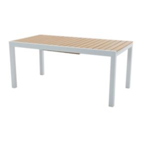 Table à manger de jardin extensible en aluminium et polywood L.170/230 cm - Naturel clair et blanc - MACILA de MYLIA