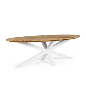 Table à manger de jardin ovale en teck et métal L240 - CAP FERRET