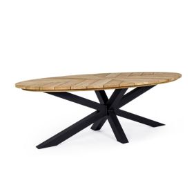 Table à manger de jardin ovale en teck et métal L240 - CAP FERRET