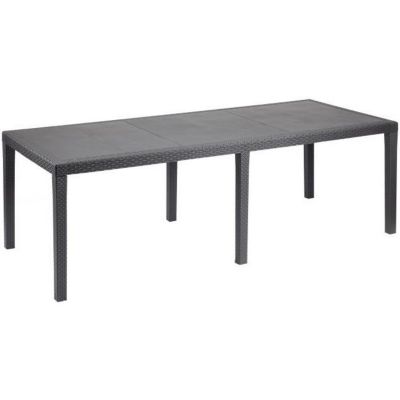 Table à manger de jardin QUEEN effet rotin - Anthracite - 220 x 90 x 72 cm