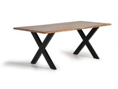 Table à manger en bois d'acacia et pieds en métal couleur naturelle