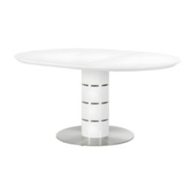 Table à manger extensible - 4 à 6 personnes - MDF et métal inoxydable - Blanc laqué - CUSCO