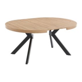 Table à manger extensible 4 à 8 personnes en MDF et acier - Naturel clair et noir - KOMONI