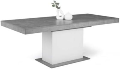 Table à Manger Extensible 6-10 Pers. 160-200 cm Béton et Blanc