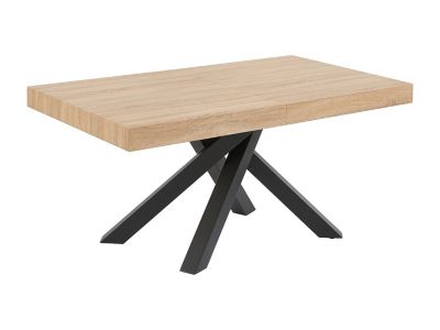 Table à manger extensible 6 à 10 personnes en MDF et métal - Naturel et noir - CATONAV