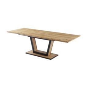 Table à manger extensible 6 à 10 personnes en MDF et métal - Naturel et noir - VITENO