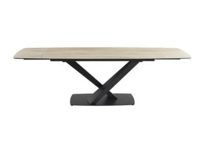 Table à manger extensible 6 à 10 personnes en verre trempé, céramique et métal - Naturel clair et Noir - MALATA de Maison Céphy