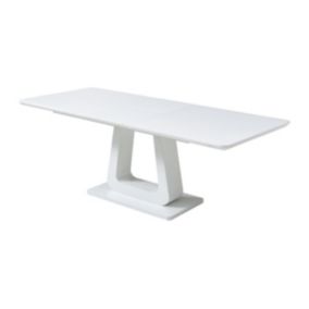 Table à manger extensible 6 à 8 personnes en MDF - Blanc laqué - LAZINEO