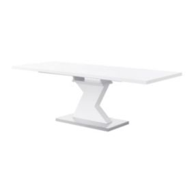 Table à manger extensible 6 à 8 personnes en MDF et acier inoxydable - Blanc - NOWATA