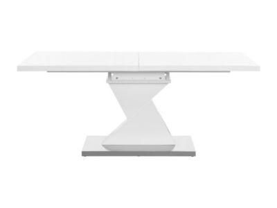 Table à manger extensible 6 à 8 personnes en MDF et acier inoxydable - Blanc - NOWATA