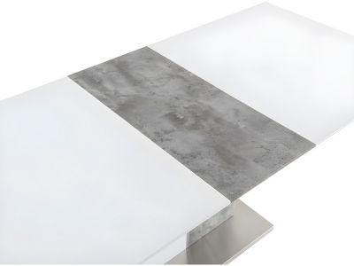 Table à manger extensible - 6 à 8 personnes - MDF - Coloris : Blanc laqué et béton - EREN