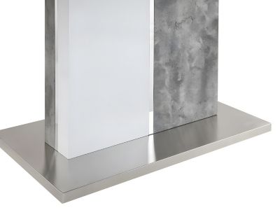 Table à manger extensible - 6 à 8 personnes - MDF - Coloris : Blanc laqué et béton - EREN