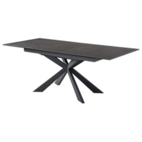 Table à manger extensible ALBINA - 6 à 8 personnes - Céramique & Verre trempé - Anthracite de Maison Céphy