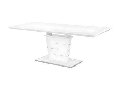 Table à manger extensible AMELLE - 6 à 8 personnes - MDF Laqué Blanc