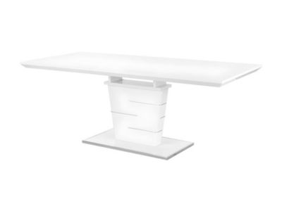 Table à manger extensible AMELLE - 6 à 8 personnes - MDF Laqué Blanc