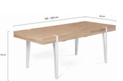 Table à Manger Extensible Bois Blanc - 6-10 Personnes - Pied épingle - Séjour Salon Cuisine