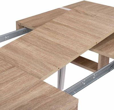 Table à Manger Extensible Bois Blanc - 6-10 Personnes - Pied épingle - Séjour Salon Cuisine