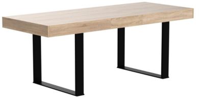 Table à Manger Extensible Bois Hêtre Pied Acier Noir 200cm 10pers Salle à Manger Cuisine