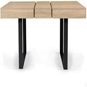 Table à Manger Extensible Bois Hêtre Pied Acier Noir 200cm 10pers Salle à Manger Cuisine