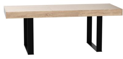 Table à Manger Extensible Bois Hêtre Pied Acier Noir 200cm 10pers Salle à Manger Cuisine