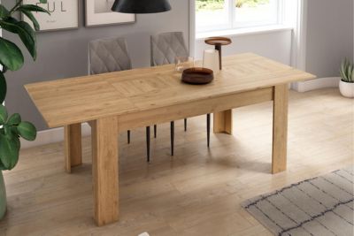 Table à manger, extensible de 140-200x90x76cm, couleur Naturale mat