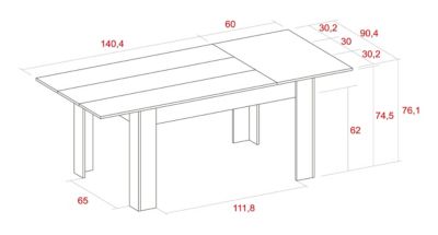 Table à manger extensible de 140-200x90x76cm couleur naturale mat