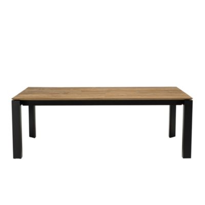 Table à manger extensible en teck recyclé pieds métal noir L320