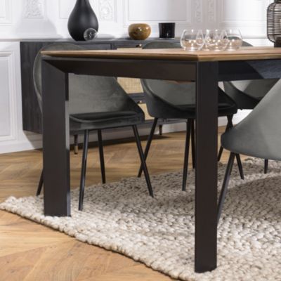 Table à manger extensible en teck recyclé pieds métal noir L320