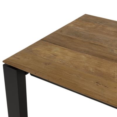 Table à manger extensible en teck recyclé pieds métal noir L320