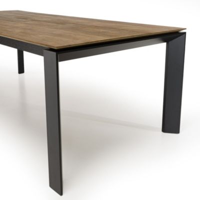 Table à manger extensible en teck recyclé pieds métal noir L320