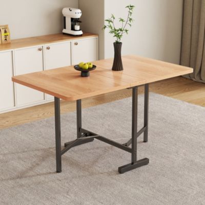 Table à manger extensible et pliable moderne - adaptée pour 4 à 6 personnes - 120x80x75cm - MDF - Naturel