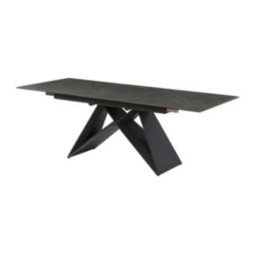 Table à manger extensible LIBSY - 6 à 8 personnes - Céramique et Métal - Noir de Maison Céphy