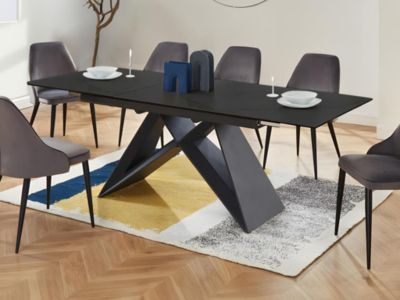 Table à manger extensible LIBSY - 6 à 8 personnes - Céramique et Métal - Noir de Maison Céphy