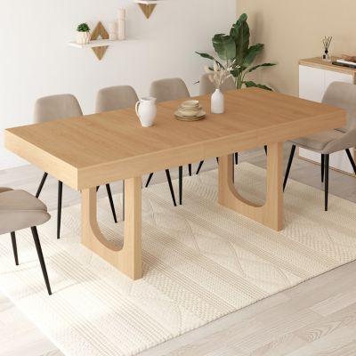 Table à manger extensible rectangle ALOISE 4-8 personnes pied arc bois ...