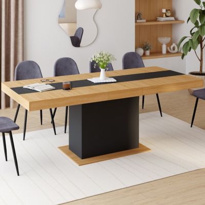 Table de repas pour la salle à manger 6 personnes, teck brut massif