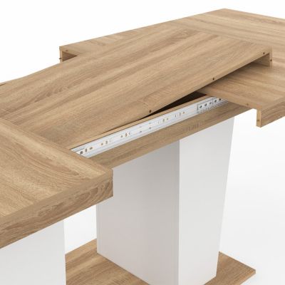 Table à manger extensible rectangle ELIAD 8-12 personnes bois et blanc 200-250 cm