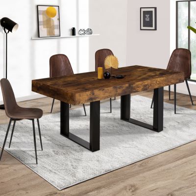 IDMARKET Table à Manger Extensible Rectangle PHOENIX 4-8 Personnes Bois Effet Vieilli Et Noir~3662897059010 01c Mp