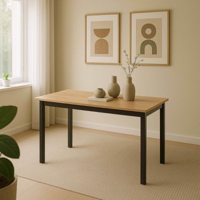Table à manger extensible rectangulaire en MDF bois clair 120/160 cm  Oviala