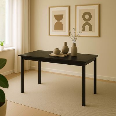 Table à manger extensible rectangulaire en MDF bois noir 120/160 cm  Oviala