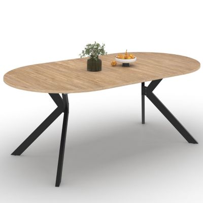 Table à Manger Ronde Extensible OVO - Diamètre De 100 à 200 Cm - Pieds En Bois Noir - Gain D'espace Et Design Moderne