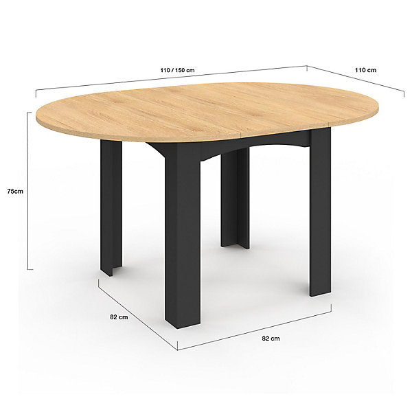 AC Design Furniture Dion Table à Manger Ronde pour 4 Personnes Noir, Table de Cuisine, Table AC Design Furniture Dion Table à Manger Ronde pour 4 Personnes Noir, Table de Cuisine, Table