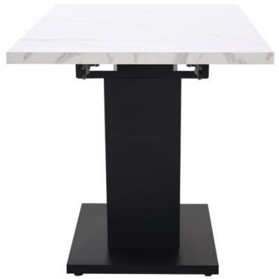 Table à Manger Extensible - Table de Cuisine Moderne avec Plateau Blanc et Pieds en V Noirs pour Salon ou Bureau - MDF Blanc