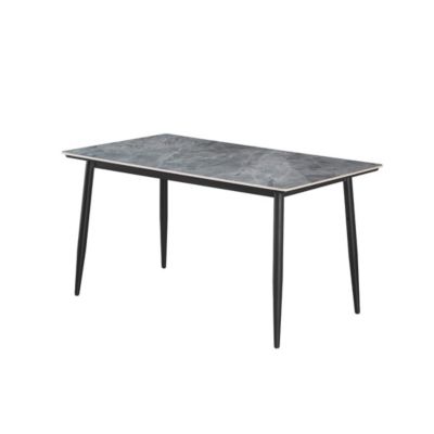 Table à manger GRANVIA  140x80 cm effet ardoise et pieds métal